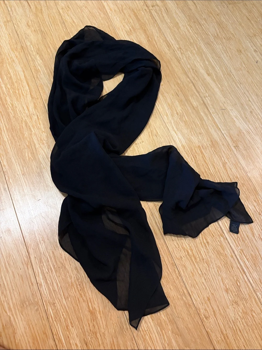 Maggy London Black 100% Silk Scarf Elegant Lightweight Wrap neutral date night
